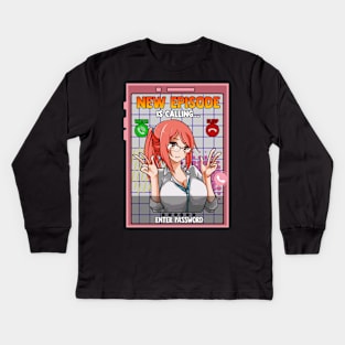 Anime Girl New Episode Is Calling Sleep Can Wait Kids Long Sleeve T-Shirt